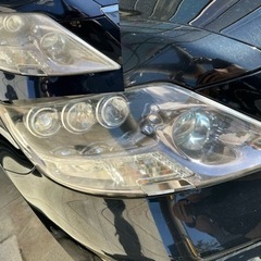 ヘッドライト黄ばみ取り　ヘッドライト磨き　車　バイク　ヘッドライト　磨き　ヘッドランプ　研磨　他府県からもご依頼多数^ ^ 30分程で仕上がります^ ^  黄ばみ＋曇り除去（内面の黄ばみ、くもりや内面の傷の除去は不可能）　洗車　コーティング　研磨　車　施工　の画像