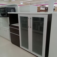 ★ジモティ割あり★ NITORI レンジ台 ホワイト×ブラウン W120×D50.5×H101.5 クリーニング済み TC33
