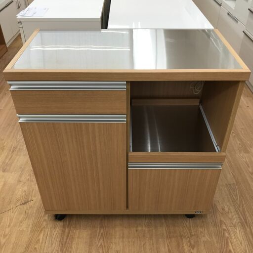 ★ジモティ割あり★  レンジ台 茶 H86×W85×D45 クリーニング済み KJ3455