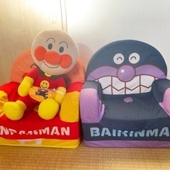 【ぬいぐるみセット】アンパンマン・バイキンマンやわらかキッズソファ