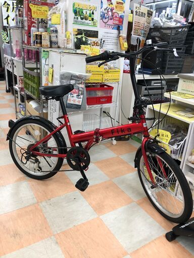 美品! 折りたたみ自転車 6段変速 Fika ﾚｯﾄﾞ 20ｲﾝﾁ (ジャングル金沢店
