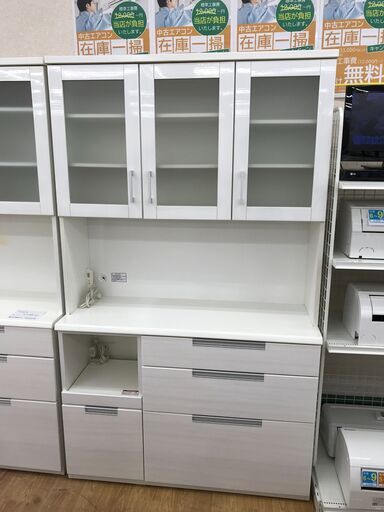 ★ジモティ割あり★  食器棚 ホワイト H201×W120×D43 クリーニング済み KJ3466