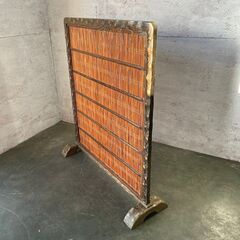 衝立伝統和風 ブロンズ仕上げ 天然ヨシ入り１枚式 屏風の画像