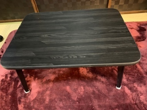 値下げ２１００ミニテーブル 折りたたみ テーブル 60cm × 45cm 木目 天板 NK-60 永井興産 ブラック