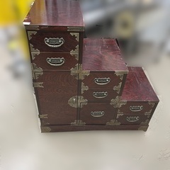 年代物箪笥　時代家具　民芸家具　アンティーク J3044 時代家具木製階段箪笥民芸家具 和モダン 店舗什器 民芸調家具