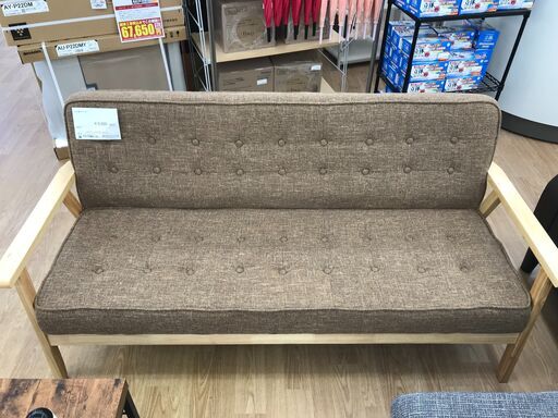 ★ジモティ割あり★  ２人掛けソファ ブラウン H72×W156×D62 クリーニング済み KJ3475