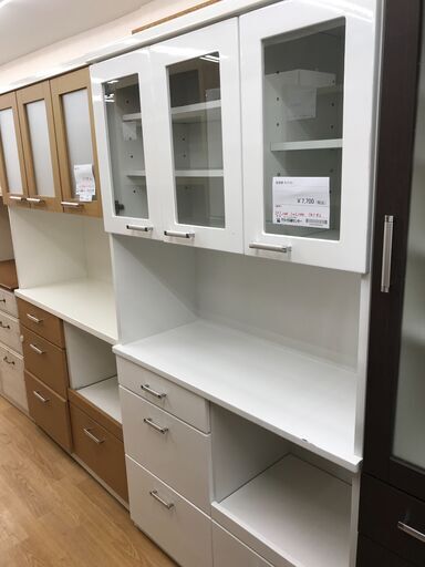 ★ジモティ割あり★  食器棚 ホワイト H180×W100×D42 クリーニング済み KJ3478