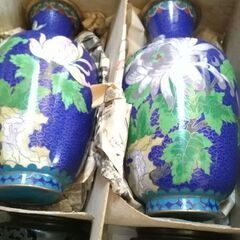 中国生　花瓶2本セット　未使用　時代物　経年保管　ヴィンテージ　実家整理品　の画像