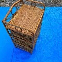 ラタン チェスト 3段 籐 アンティーク レトロ 収納 棚　の画像