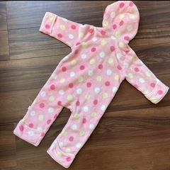 ベベ　ベビー　ロンパース　カバーオール　アウター　防寒着　ピンクの画像