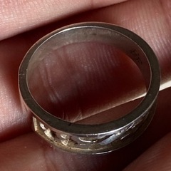 『お取引中』silver 彫金　シルバーリングプチダイヤ入り　大...