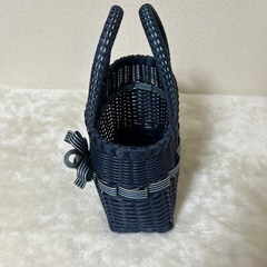 ハンドメイドバッグ(カゴ)ブルー　　　　　　【新品未使用】
の画像