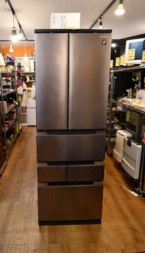 ●近郊格安配送可(^^♪●2023年購入(^_-)-☆●SHARP　フレンチドア　457L　冷蔵庫　SJ-MF46J　中古品●相模原　