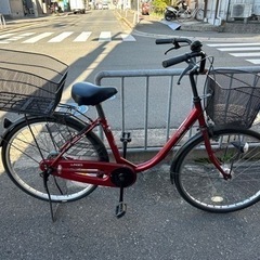 24インチ 自転車 ママチャリ 全カバー 前後カゴ付き 中古 LEDライト