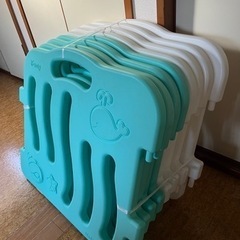 ifam  ベビーサークル8枚セット　ミントグリーン&ホワイト