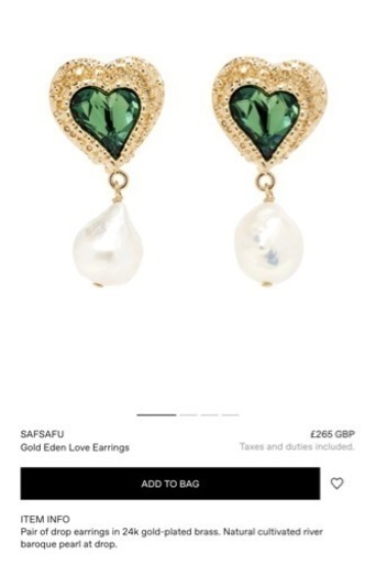 safsafu Gold Eden Love Earrings パールピアス