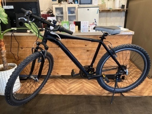 【前後タイヤ・左シフトレバー新品！】サスペンション付き　3×7速　26インチMTB  マットブラック