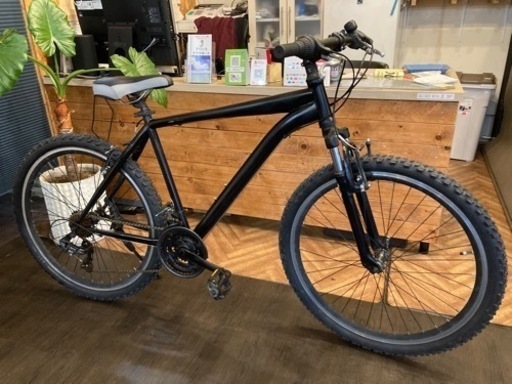 【前後タイヤ・左シフトレバー新品！】サスペンション付き　3×7速　26インチMTB  マットブラック