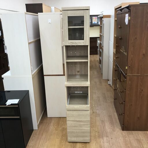 ★ジモティ割あり★  隙間収納 ホワイトブラウン H183×W33×D42 クリーニング済み KJ3502