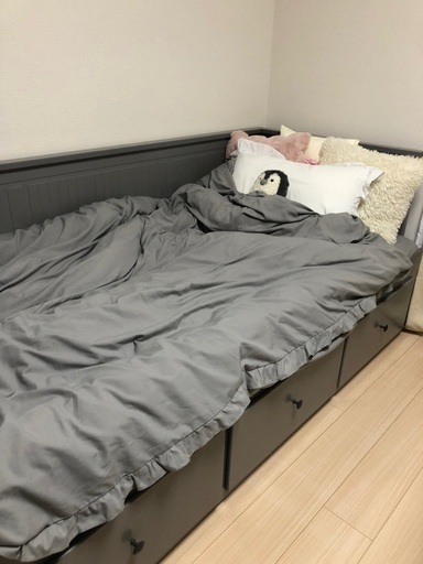 【お譲り先決定】イケア　ヘムネス　ベッドフレーム　デイベッドフレーム　グレー　マットレス付き　IKEA HEMNES