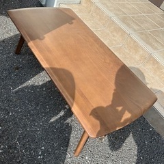 ローテーブル 木目 ラック付き