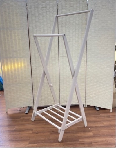 【受付再開！】埼P◇ハンガーラック 木目 ウッドハンガー 折りたたみ 幅61cm