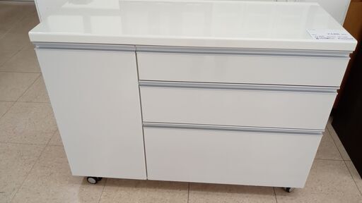 ★ジモティ割あり★  レンジ台 白 H87.5×D47×W120 クリーニング済み TJ2769