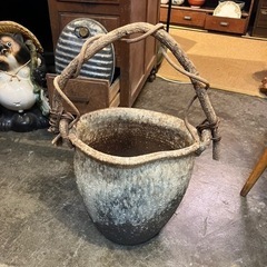 北海道　帯広　陶器　傘立て　花器　花入　信楽焼　つる付き　つる　...