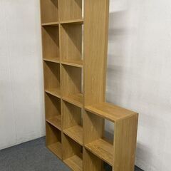 無印良品/MUJI スタッキングシェルフセット・5段×2列×2段・オーク材 カスタム品 中古家具 店頭引取歓迎 R7701