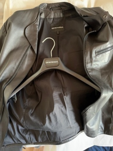 値下げしました！EMPORIO ARMANI レザージャケット　ブルゾン　ブラック　Lサイズ