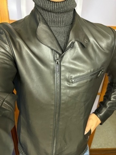 値下げしました！EMPORIO ARMANI レザージャケット　ブルゾン　ブラック　Lサイズ