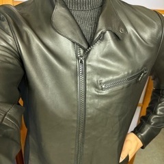 値下げしました！EMPORIO ARMANI レザージャケット　ブルゾン　ブラック　Lサイズの画像