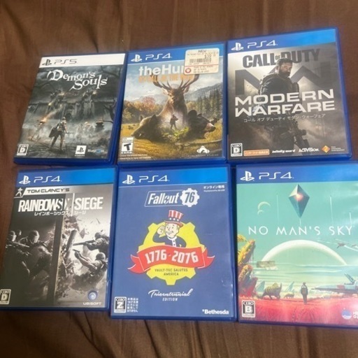ps4、5ソフトセット売り(デモンズソウル、the hunter,MW、レインボーシックスシージ、フォールアウト76、ノーマンズスカイ)