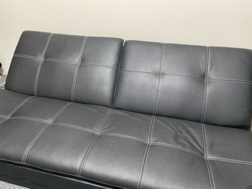 【美品】セミダブル 人工合皮ソファベッド