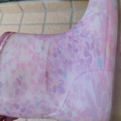 メゾピアノ 花柄 リボン レインブーツ レインシューズ 長靴 ピンクの画像