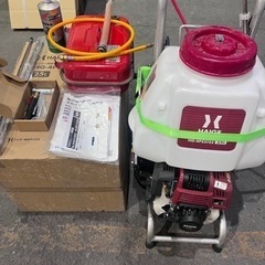 【超美品】移動台車付！ハイガー エンジン式 噴霧器 4スト 背負い式 25L ワンオフ台車