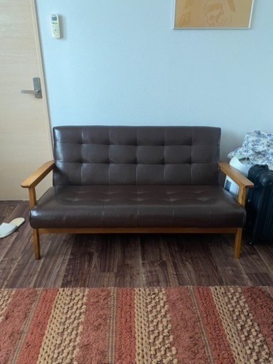 ソファ　vintage レザー　2人掛け　一人暮らし