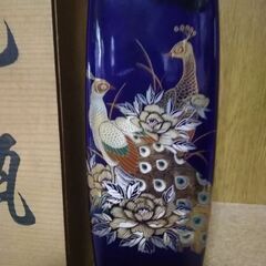 花瓶　ヴィンテージ　経年保管品　未使用　実家整理品　紺色の画像
