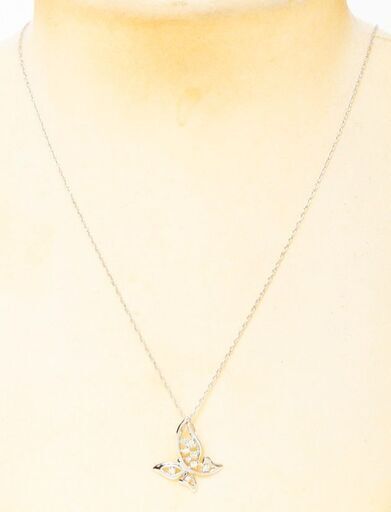 K18WG ダイヤモンド ネックレス (バタフライモチーフ) 品番n22-118