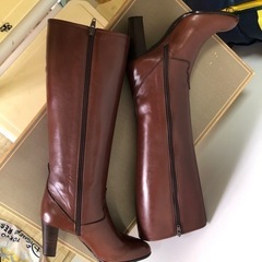 【お話し中/未使用、美品】本革ロングブーツ（茶色）の画像