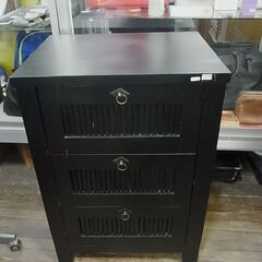 バンブー　サイドチェスト　サイドテーブル　ミニキャビネット　黒　...
