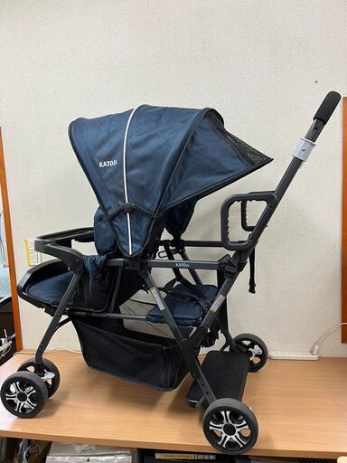 KATOJI 二人乗りベビーカー 二人でゴー （ネイビー）