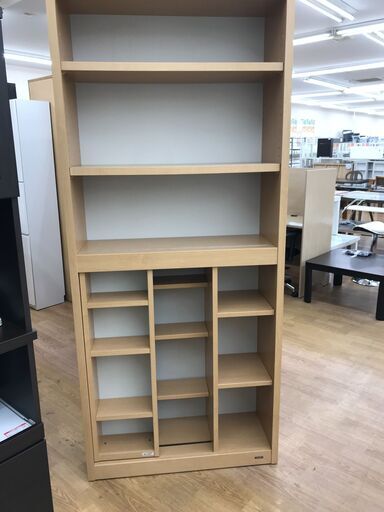 ★ジモティ割あり★  スライド付き　本棚 茶色 H196×W85×D30 クリーニング済み KJ3527