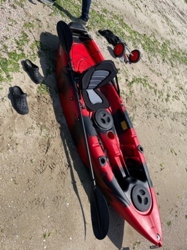 早い者勝ち！コンパクトカヤック+2馬力船外機（未使用）セット売りのみ！！引き取り限定！