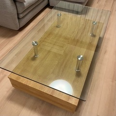 【美品】   ニトリ　ガラス　ローテーブル