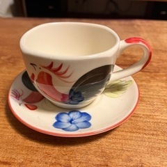 ニワトリ柄コーヒーカップ&ソーサーの画像