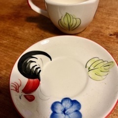 ニワトリ柄コーヒーカップ&ソーサーの画像