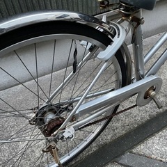 ママチャリ自転車 27インチ パナソニック オートライト/カゴ/鍵/変速機