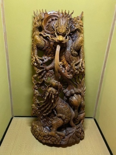 ⭐️五爪龍神様⭐️2神⭐️一刀彫りコレクション品⭐️大樹大型彫刻⭐️ヴィンテージ大希少品⭐️
