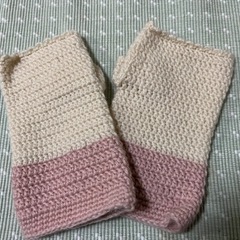 バイカラーウールハンドウォーマー●ハンドメイド 手袋●スマホ、パ...